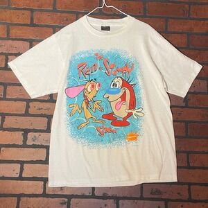 Vintage 1991 Ren & Stimpy Nicktoons 90s Changes Graphic Tee XL Baggy Made USA